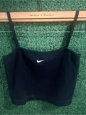 Nike Black Ribbed Swoosh Cropped Cami